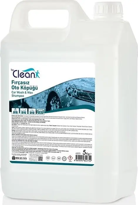Бесщелочной шампунь для мойки авто с воском by Clean (Rulopak), антистатический водоотталкивающий состав для блеска, без остатка, 5л