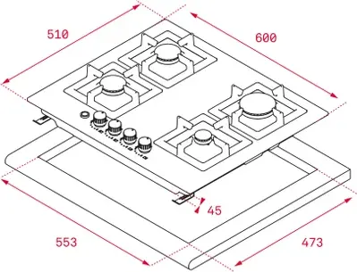 Газовая варочная панель Teka EFX 60.1 4G AI AL CI, 4 конфорки SABAF, чугунные решетки, матовая нержавеющая сталь, автоподжиг и газ-контроль, 60см