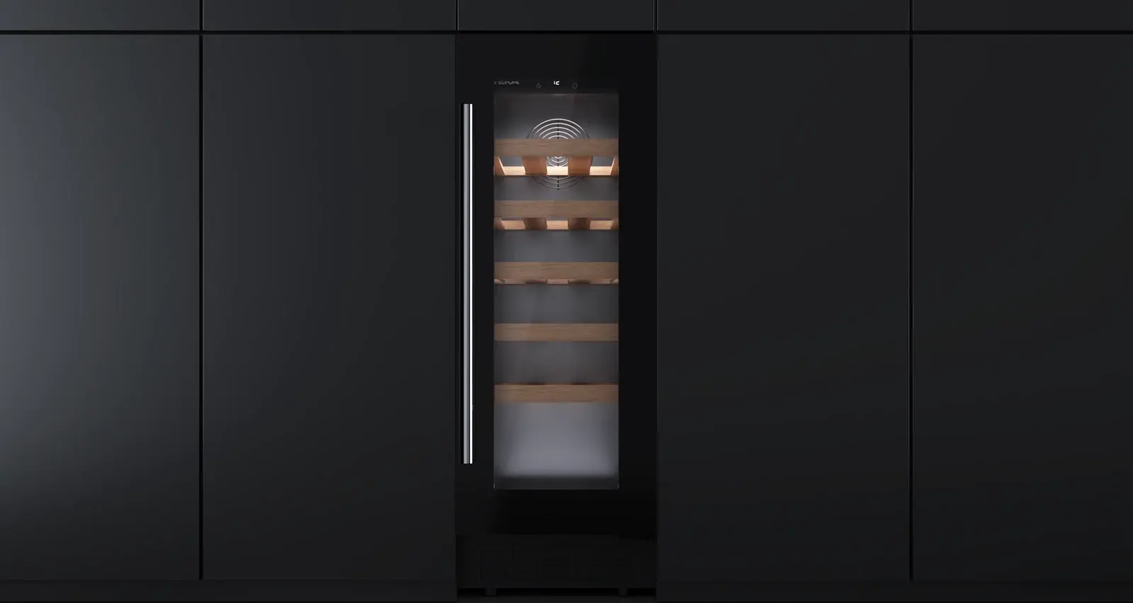 Răcitor de vin Teka RVU 10020 Sommelier, 20 sticle, Două Zone de Temperatură, Răcire SurroundAir, Geam Tintat UV, Iluminare LED, 295x820x573 mm