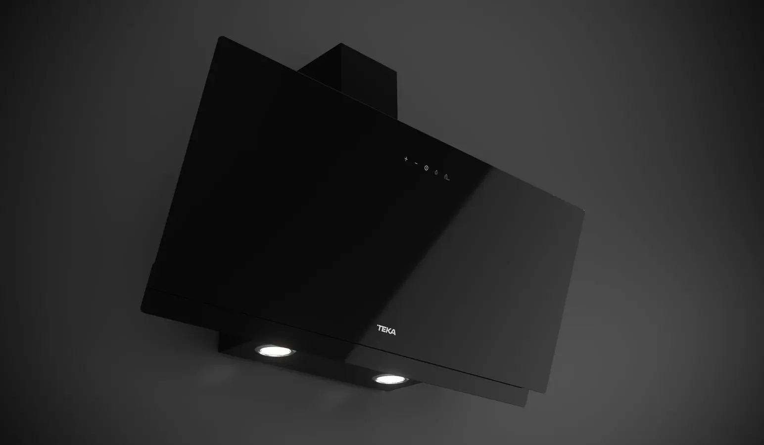 Teka DVN 94030 BK Vertical Decorative Chimney Hood, 90cm, Black Glass, Touch Control, Rim Extraction, 460 m3/h, LED Lighting, Aluminum Filter