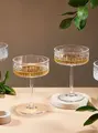 Набор из 2 предметов Бокалы для шампанского ArtCrystal France из резного хрусталя ручной работы, 200 мл, на высокой ножке
