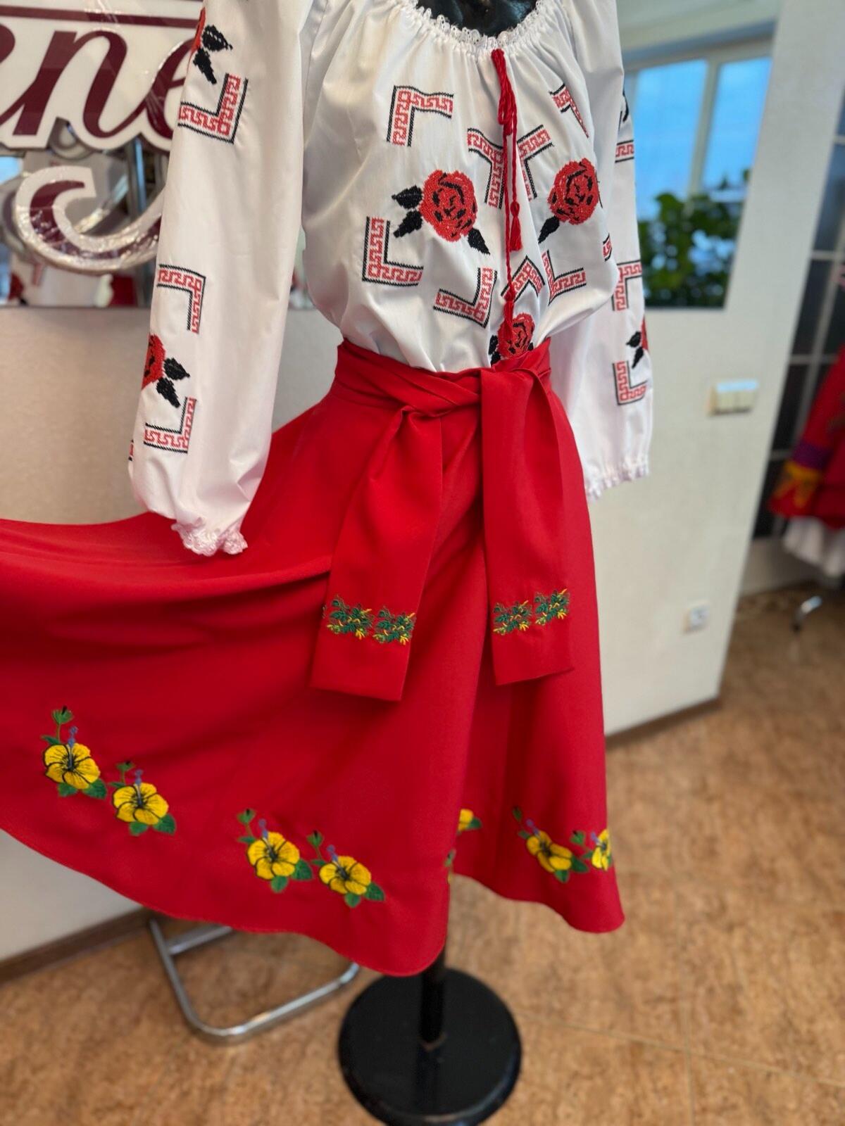 Benefis National Moldavian Blouse J 0376, Machine Embroidery, Lace Elastic Neck and Cuffs, Shirt Fabric, Adult Size L