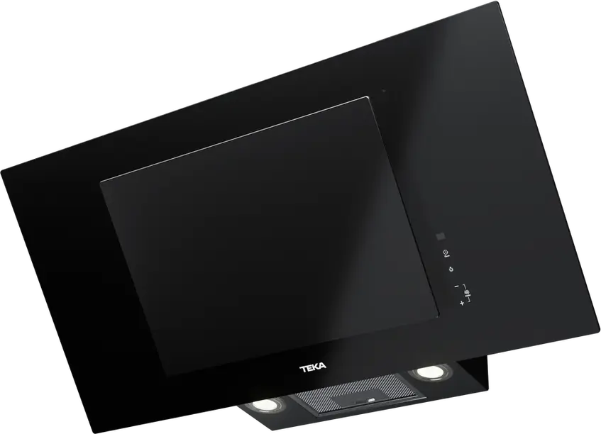 Teka DVT 98660 TBS Vertical Decorative Hood, Night River Black Glass, 900mm, Dual Aspiration, Touch Control, LED Lighting, FreshAir Function