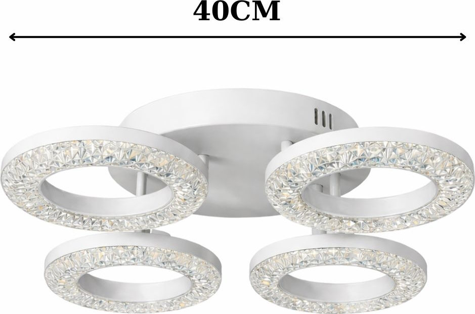 Lustră LED ProLed Cristalshine ACR-8054 80W, 4 Cercuri, 5200lm, Telecomandă, Temperatură Culoare Reglabilă 3000K-6400K, Intensitate Reglabilă, Cristal