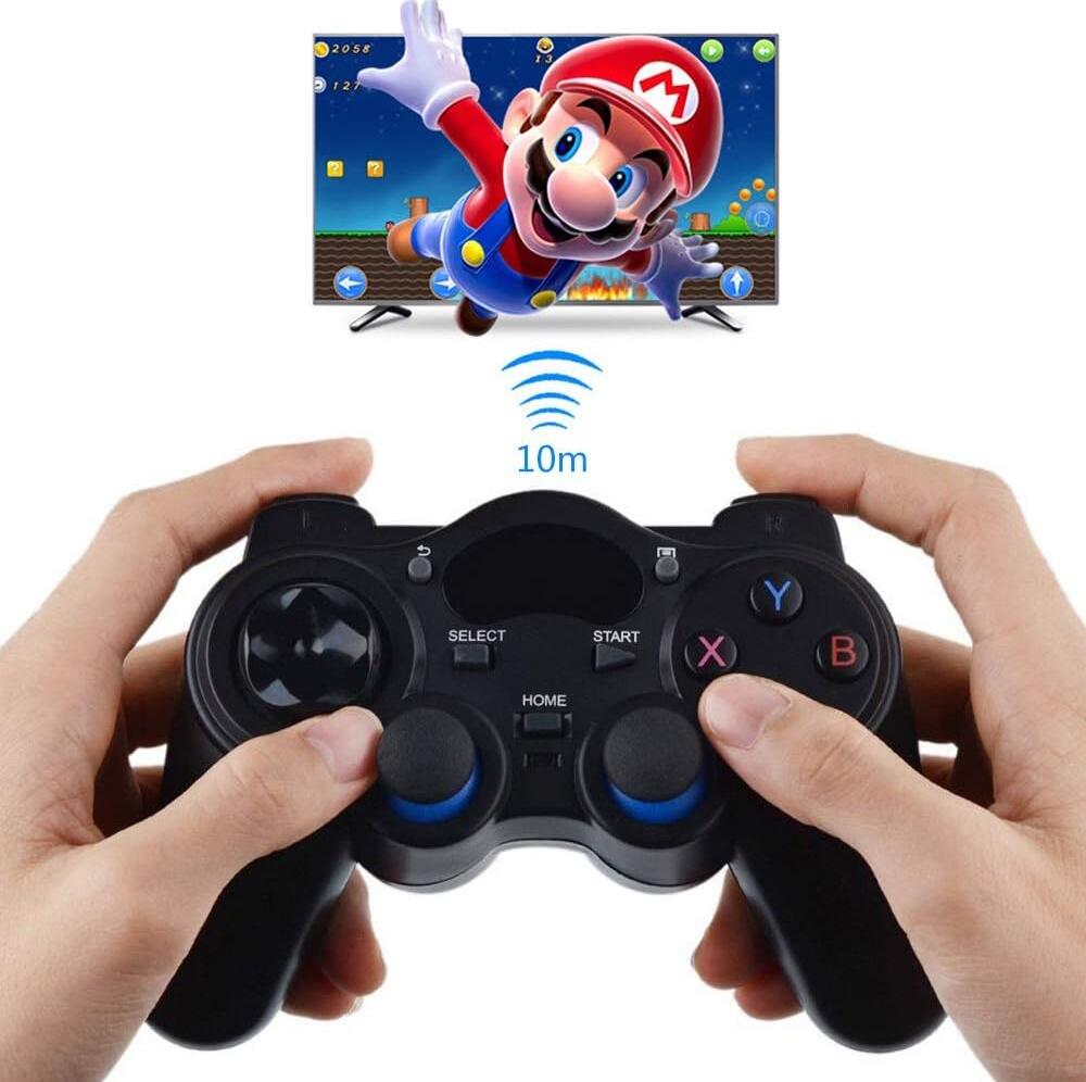 2.4G Wireless Gamepad for PS3 Android PC - Ergonomic Plug-and-Play Controller with USB Receiver, OTG Adapters, Smartphone Holder, 10m Range