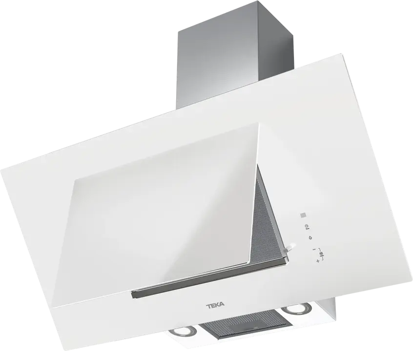 Teka DVT Pro 98660 TBS WH Vertical Decorative Hood, White Marble Glass Design, 900mm, Dual Aspiration Contour System, Touch Control, LED, FreshAir
