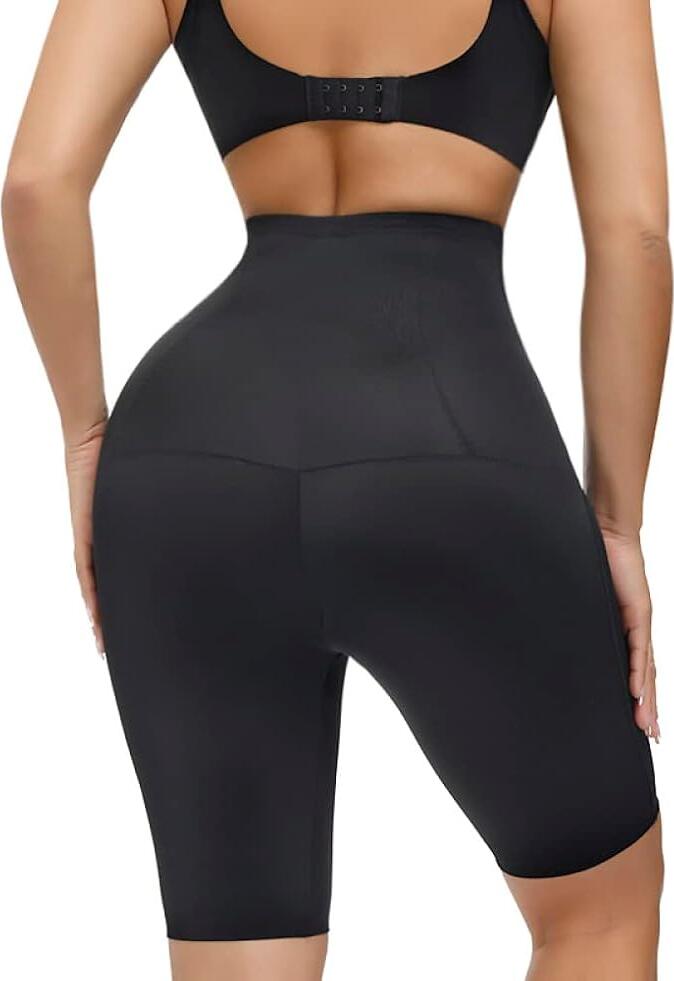 GUUDIA Seamless High-Waist Shapewear Shorts with 27cm Corset, 3-Row Adjustable Hook Closure, Tummy Control & Butt Lift, Nylon-Spandex Biker Shorts - Size S