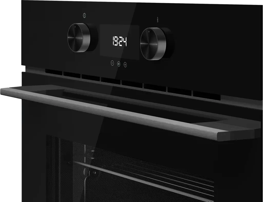 Teka HLC 8440 C FBK FullBlack Edition Compact Multifunction Oven with Microwave, HydroClean ECO, Crystal Clean Enamel, A+ Energy Class, 40L, Black Glass