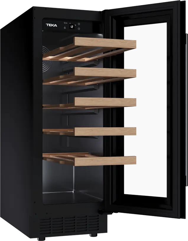 Răcitor de vin Teka RVU 10020 Sommelier, 20 sticle, Două Zone de Temperatură, Răcire SurroundAir, Geam Tintat UV, Iluminare LED, 295x820x573 mm