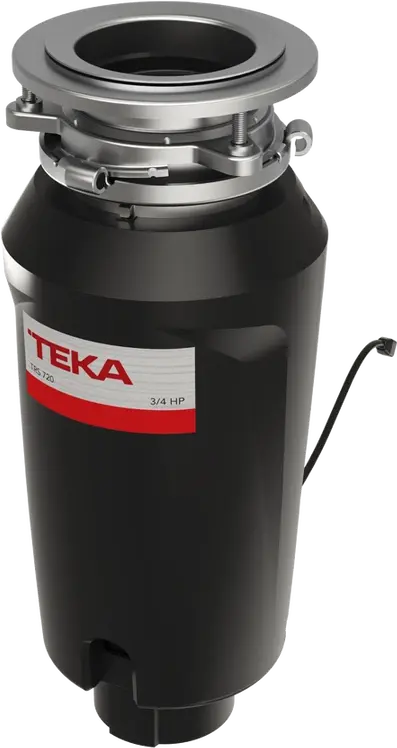 Teka TRS 720 Food Waste Disposer, 0.75 HP (550W), Stainless Steel Continuous Feed Grinding System, 857ml Capacity, Sound Reduction & Antimicrobial Treatment