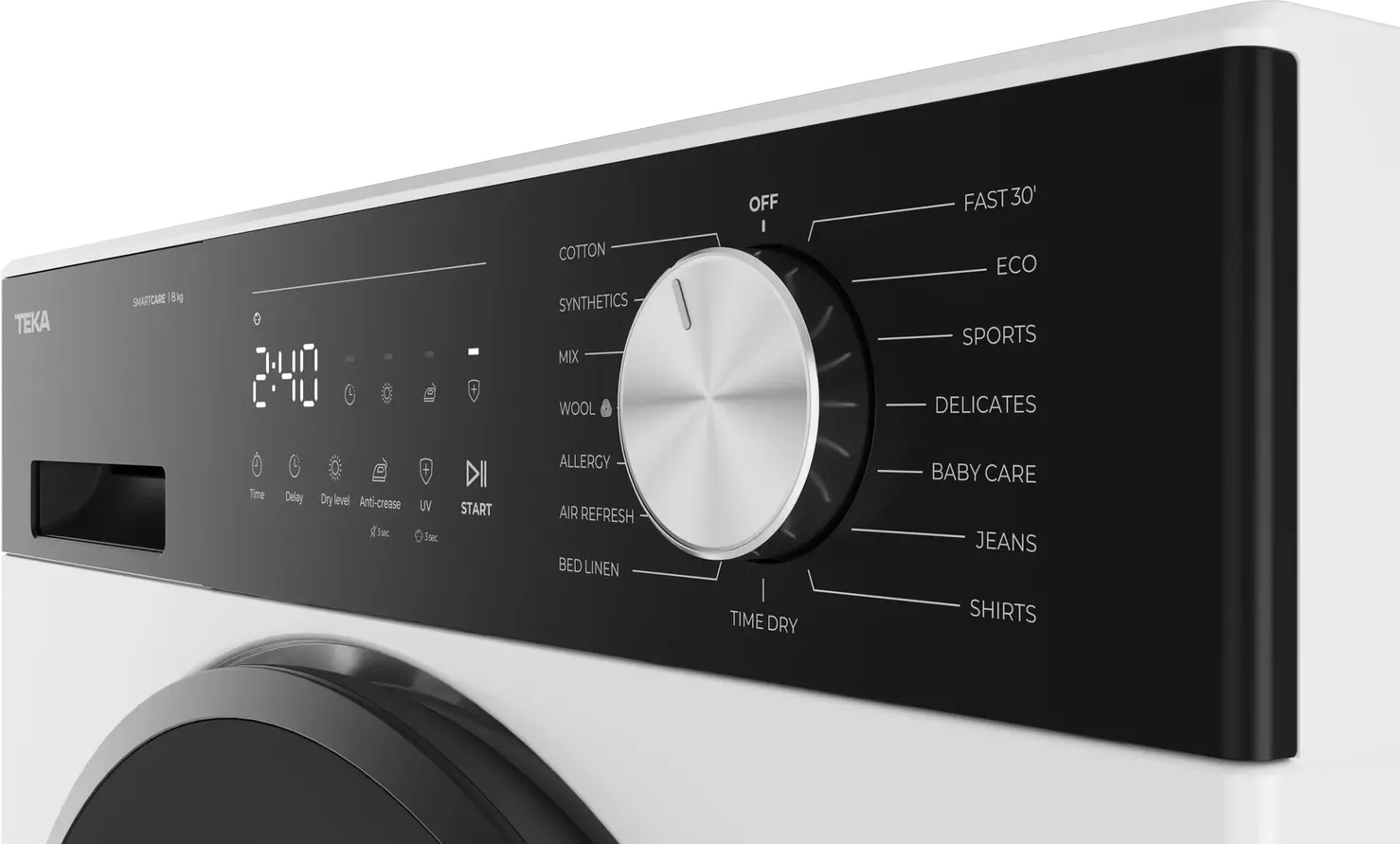 Teka D 208D W EU SmartCare Heat Pump Condenser Dryer, 8 kg Capacity, Inverter Motor, UV Hygiene, FreshBreeze Technology, Class D, White