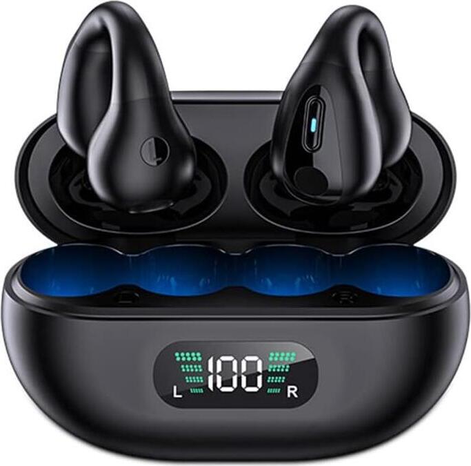 Căști Audio Wireless Kinganda Q7, clip-on deschis, Bluetooth 5.3, Sunet Hi-Fi 3.0, 10mm, Microfon ENC, 20H Autonomie, Rezistente la Apă, Control Touch - Negru