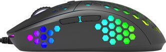 Marvo M399 RGB Gaming Mouse, 6400 DPI Optical Sensor, Honeycomb Perforated Lightweight Design, 6 Programmable Buttons, Wired USB, Black