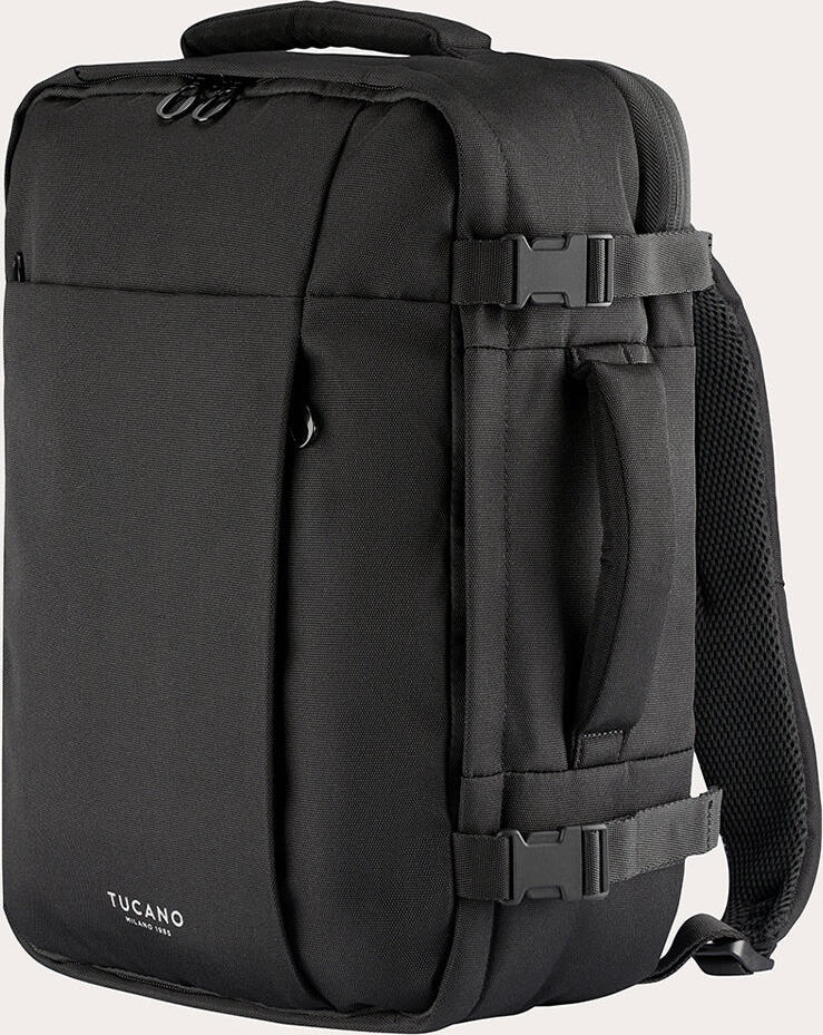 Rucsac de Calatorie Tucano Tugò M BKTUG3-M Cabin, Negru, pentru Laptop 15.6 inch sau MacBook Pro 16 inch, Capacitate 20L, Plastic Reciclat, Suport AirTag, 30x40x16 cm