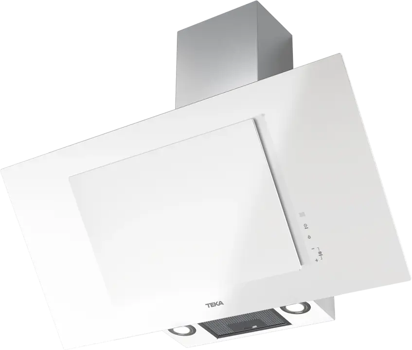 Teka DVT Pro 98660 TBS WH Vertical Decorative Hood, White Marble Glass Design, 900mm, Dual Aspiration Contour System, Touch Control, LED, FreshAir