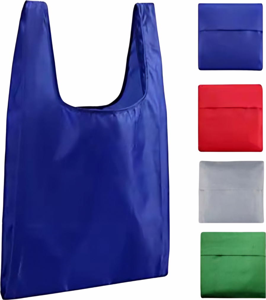 Multicolor 25L Foldable Polyester Shopping Bag with Reinforced Handles and Inner Pocket
