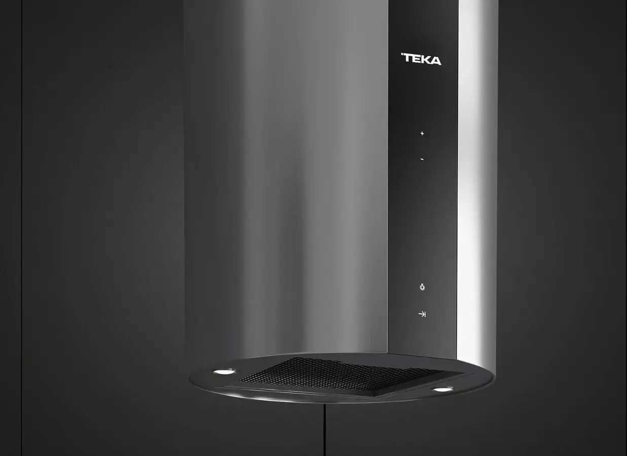 Hota Insulă Cilíndrică Teka CC 485, Oțel Inoxidabil Inox, Motor EcoPower, Capacitate 920 m3/h, Control Touch, Iluminare LED, Dimensiuni 400x400 mm