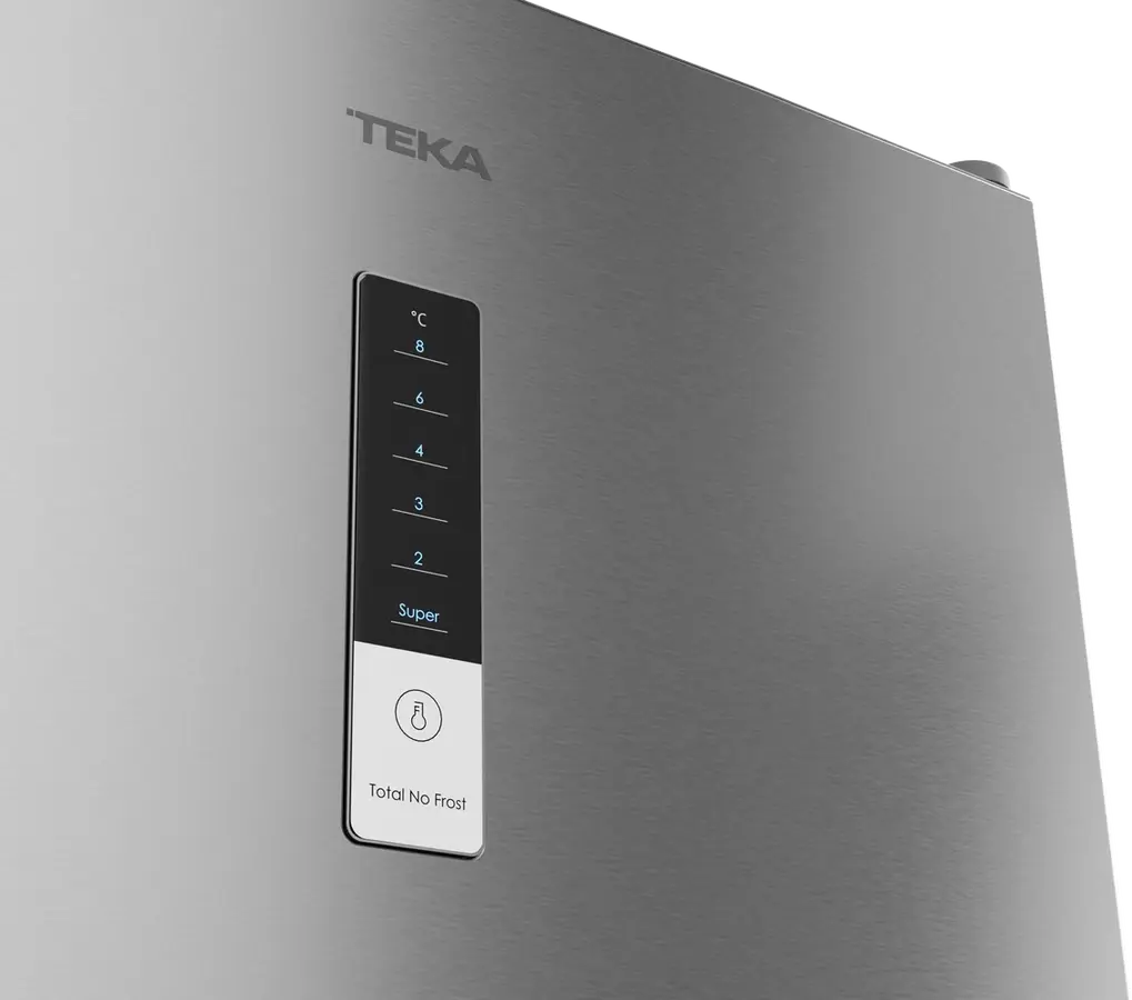 Frigider Combinat Teka NFL 345 C, Full No Frost, Congelator Jos, Inox Anti-Amprentă, Capacitate Netă 310L, Clasa Energetică E, Dimensiuni 188x59.5x63.5 cm