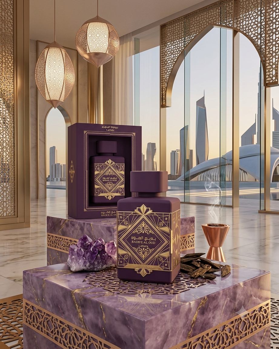 Lattafa Bade'e Al Oud Amethyst Eau de Parfum 100ml, Unisex Amber Floral Fragrance with Turkish Rose, Bulgarian Rose, Oud and Vanilla
