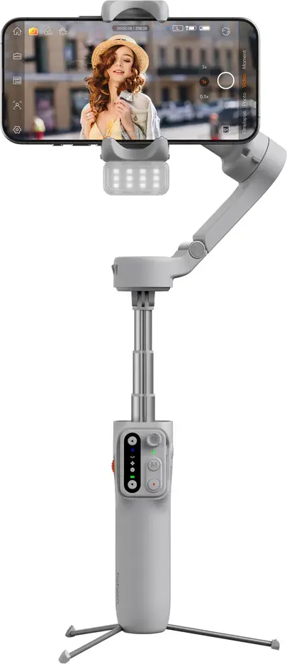 Hohem iSteady X3 3-Axis Smartphone Gimbal Stabilizer, Gray, Built-in Extension Rod & Tripod, Detachable Remote, Magnetic Fill Light, 300g Payload