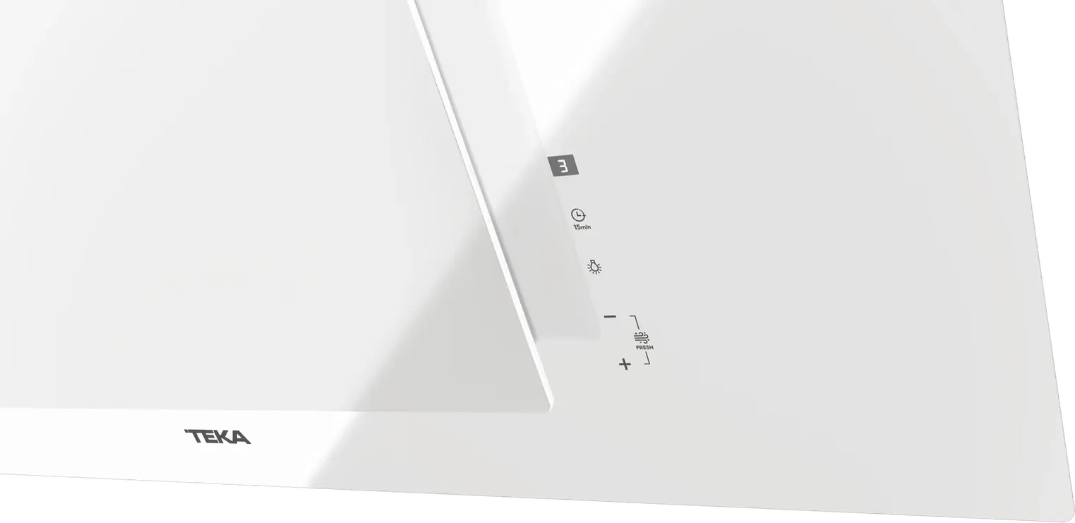 Teka DVT Pro 98660 TBS WH Vertical Decorative Hood, White Marble Glass Design, 900mm, Dual Aspiration Contour System, Touch Control, LED, FreshAir