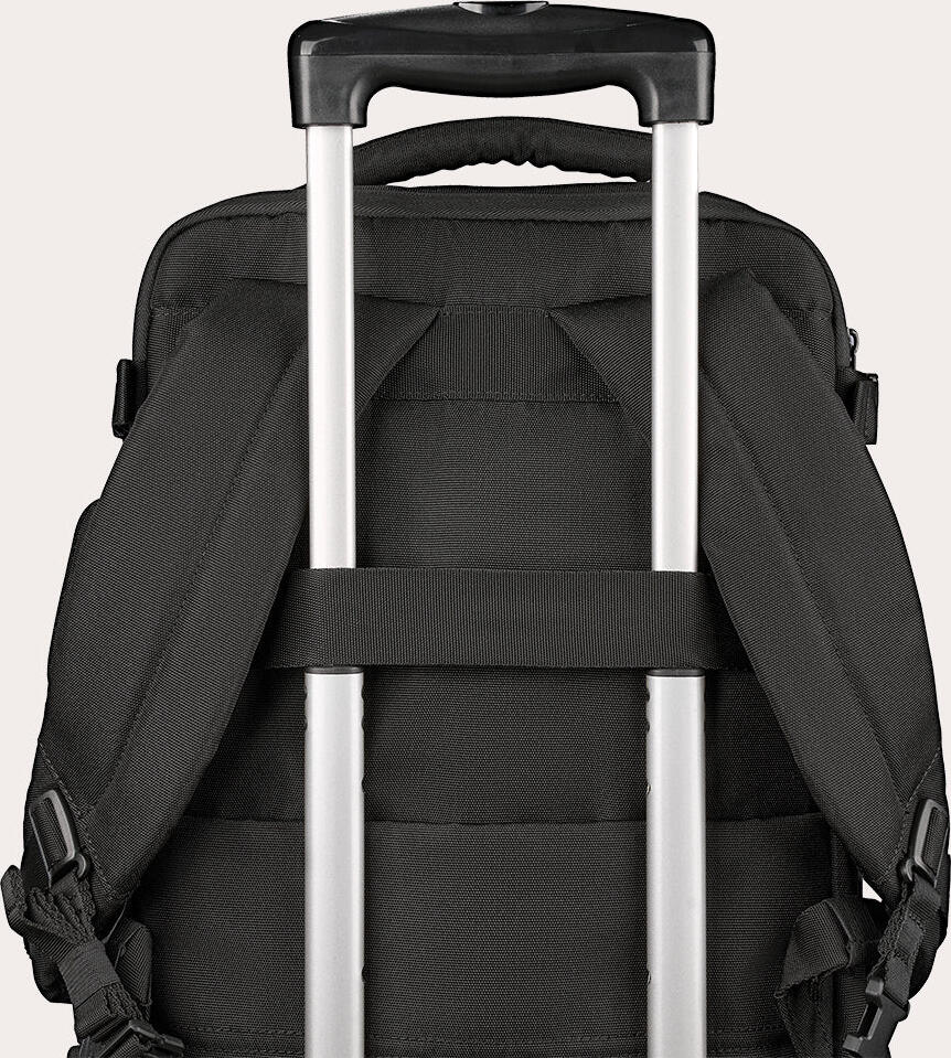Rucsac de Calatorie Tucano Tugò M BKTUG3-M Cabin, Negru, pentru Laptop 15.6 inch sau MacBook Pro 16 inch, Capacitate 20L, Plastic Reciclat, Suport AirTag, 30x40x16 cm