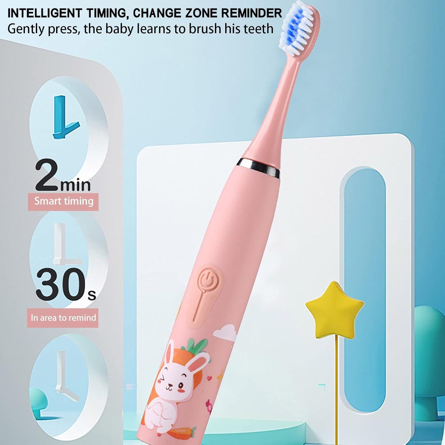 Wi X6 Sonic Electric Toothbrush for Kids 3-15 Years, 4 Cleaning Modes, 2min Timer, IPX6 Waterproof, Rechargeable, 3D Brush Heads, Ergonomic Handle, Blue