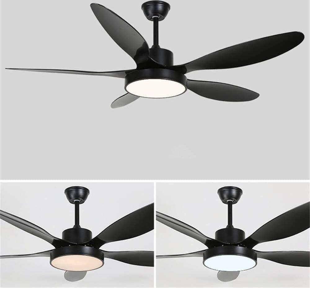 Потолочный вентилятор с LED люстрой ProLed PRO-YUE-M223-5, 132см, DC мотор 45Вт, 6 скоростей, 3 режима света, пульт ДУ, матовый черный