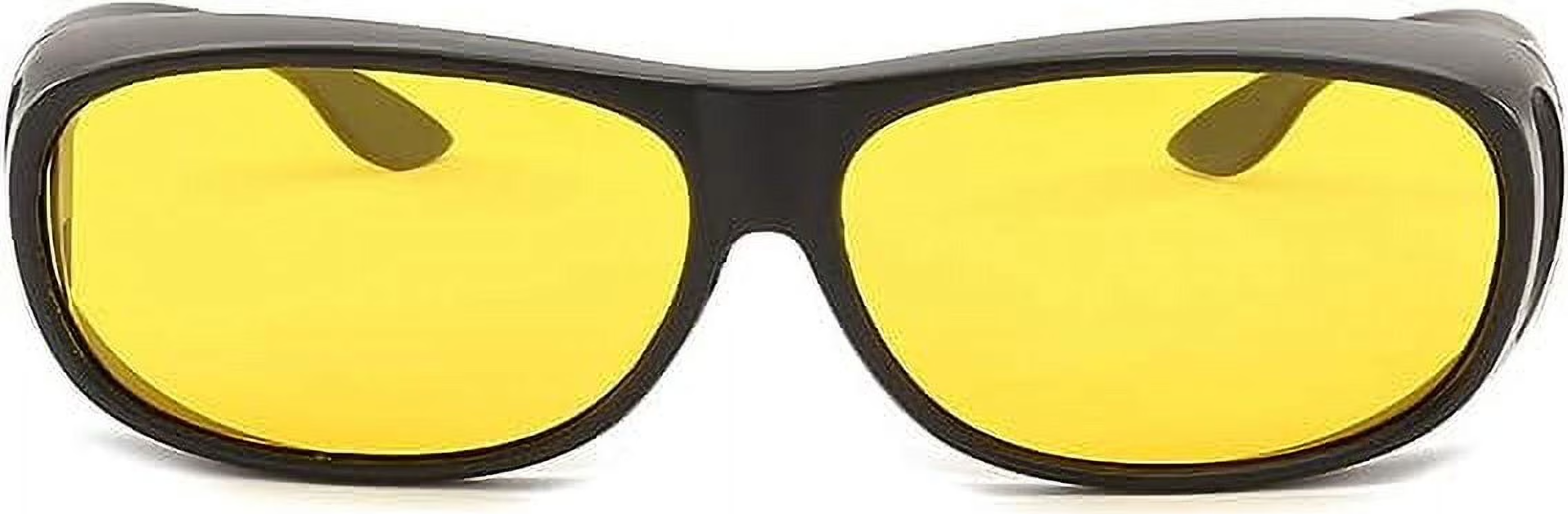 HD Vision Driving Glasses Set - Polarized Anti-Glare Night Vision Glasses, Yellow Lens, Black Frame, Hard Case, Pouch, Cloth, Screwdriver - 285g - HD Clarity