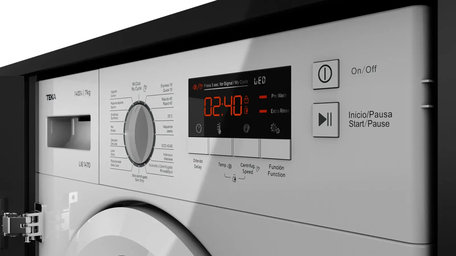 Teka LI6 1471 Built-in Washing Machine, 7kg Capacity, Inverter Motor, 1400 rpm Spin Speed, 16 Programs, Energy Class A, White