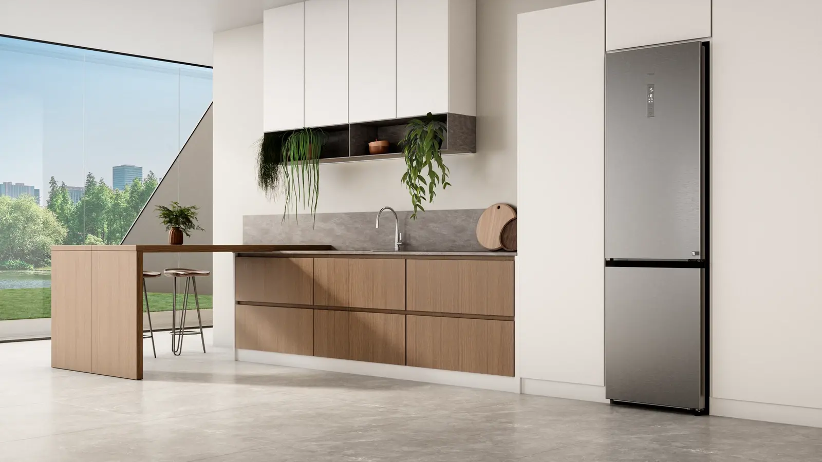 Frigider Combinat Teka RBF 88680 DSS, Total No Frost, Dark Inox, Motor Inverter, Metal Cooling, Iluminare LED, Capacitate 378L, 59.5x70x201 cm