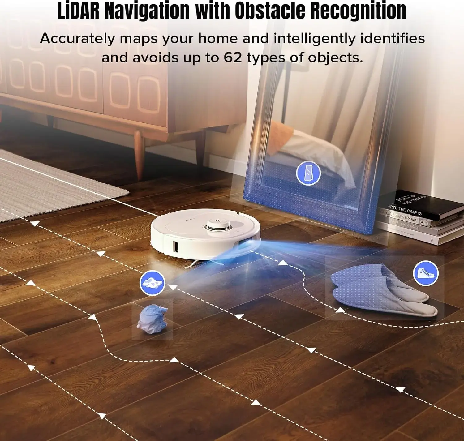 Roborock Q Revo MaxV Robot Aspirator si Mop cu Suctie 7000 Pa, Design FlexiArm, Evitare Obstacole Reactive AI, Doc de Spalat Mopuri cu Apa Calda 60C, Alb