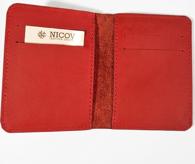 NICOV Letto Wallet in 100% Natural Leather, 11x9.5 cm, 4 Card Compartments, 2 Document Slots, 1 Money Compartment - Black with Embossing