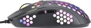 Marvo M399 RGB Gaming Mouse, 6400 DPI Optical Sensor, Honeycomb Perforated Lightweight Design, 6 Programmable Buttons, Wired USB, Black