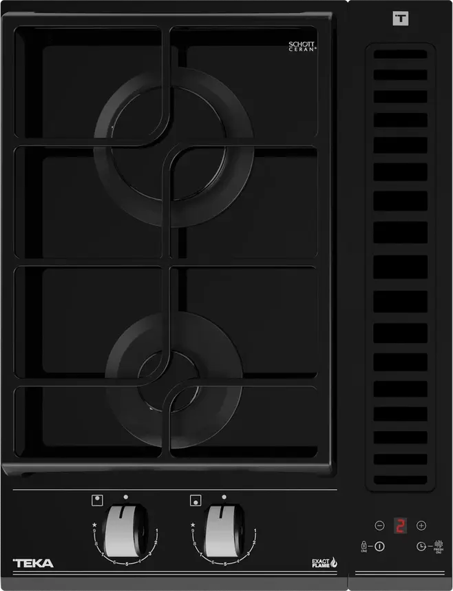 Teka FIH 16760 TOS BK VarioPro Modular Downdraft Hood, Crystal Black, Brushless EcoPower Motor, 630 m3/h Extraction, Touch Control, FreshAir Function