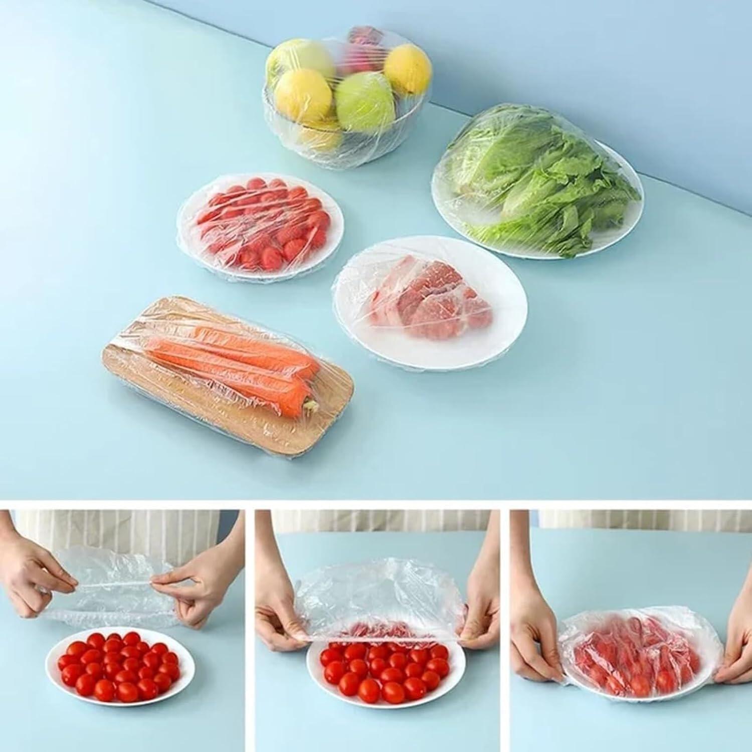 Home Spark 100-Pack Elastic Food Covers, 30x30cm Reusable Polyethylene Stretch Lids for Bowls & Plates, Universal Fit, Dust & Moisture Protection
