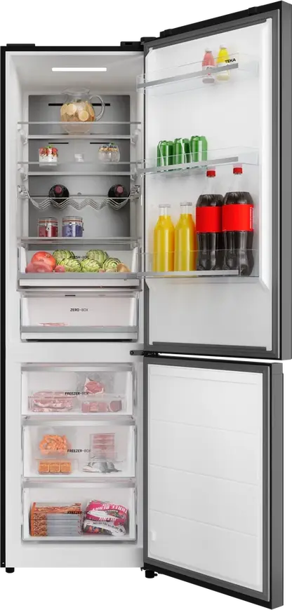 Teka RBF 88670 GBK Free-standing Bottom Freezer Refrigerator, Total No Frost, Inverter Compressor, Black Glass, 378L, Energy Class C, 59.5x201x70 cm