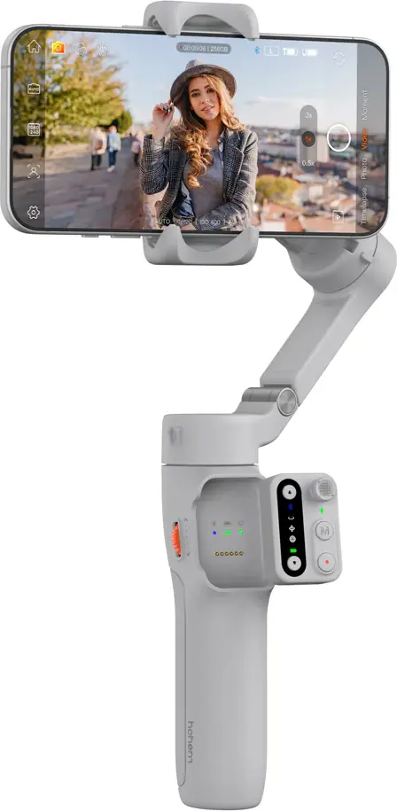Hohem iSteady X3 SE 3-Axis Smartphone Gimbal Stabilizer, Gray, Foldable Handheld Vlog Tripod with Detachable Remote, AI Tracking, 300g Payload