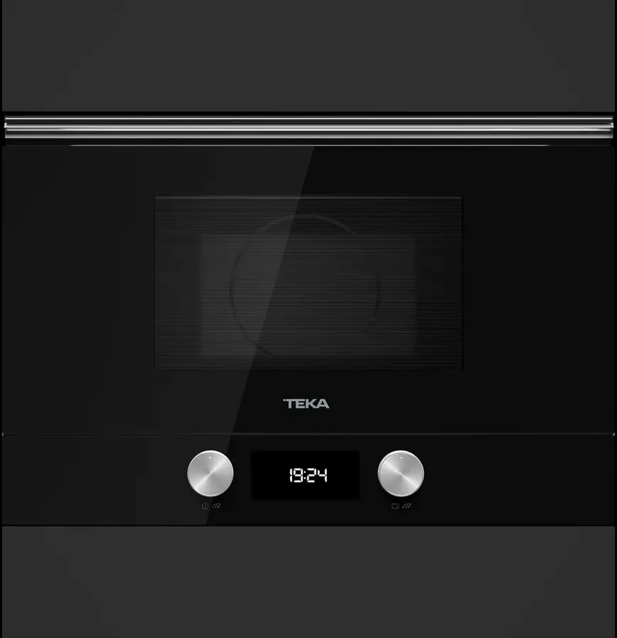 Teka ML 8220 BIS Built-in Microwave with Grill, Urban Colors Edition, Ceramic Base without Turntable, 22L Capacity, Stainless Steel Cavity, Black Glass