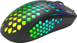 Marvo M399 RGB Gaming Mouse, 6400 DPI Optical Sensor, Honeycomb Perforated Lightweight Design, 6 Programmable Buttons, Wired USB, Black