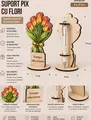 Lemica Wooden Pen Holder Tulip Bouquet Design, Natural Eco-Friendly Plywood, 9 x 17 cm, Round Stable Base, Customizable Engraved Desk Organizer