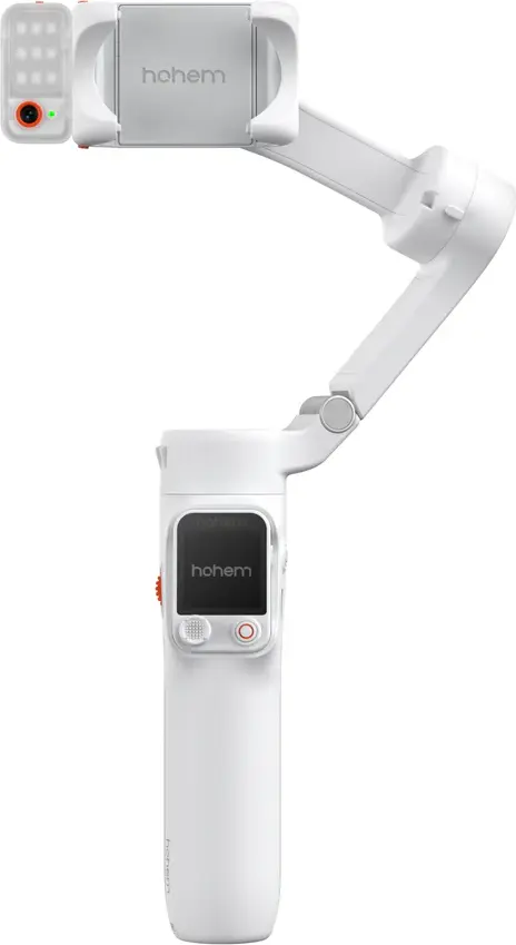 Hohem iSteady V3 Ultra 3-Axis Smartphone Gimbal Stabilizer with Detachable Touchscreen Remote, AI Tracking, Fill Light and Extension Rod - Arctic White