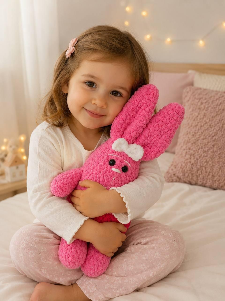 Iepure de Crochet INKA lucrat manual, Jucarie din Yarn Moale, 30 cm, Companion de Somn si Decoratiune Camera