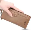 Portofel Lung Baellerry pentru Bărbați - Portmoneu din Piele PU, 20 Sloturi pentru Carduri, Fermoar și Buton, Compartiment Telefon, 20x10x3 cm