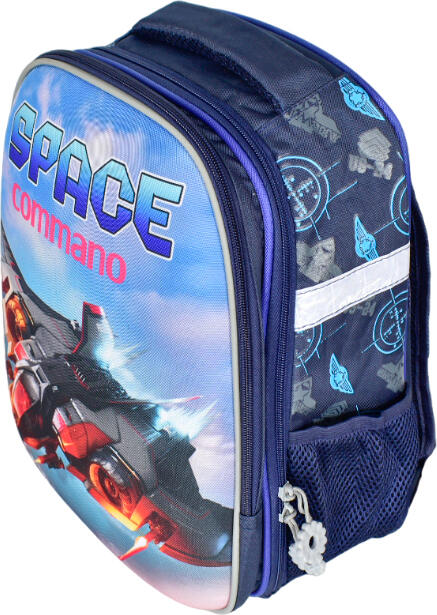 School Backpack 615R, 19L, Water-Resistant Polyester, Laptop Compartment, Ergonomic Air Mesh Back, Reflective Elements, Black