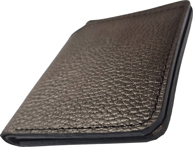 NICOV Letto Wallet in 100% Natural Leather, 11x9.5 cm, 4 Card Compartments, 2 Document Slots, 1 Money Compartment - Black with Embossing