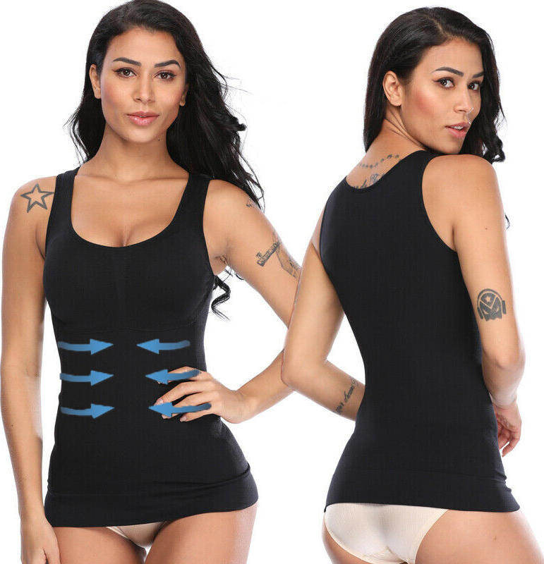 Cami Shaper 3-in-1 Seamless Shaping Camisole with Built-in Wireless Bra, 5 Compression Zones for Tummy Control and Slimming Effect, Color: Black, Size: M
