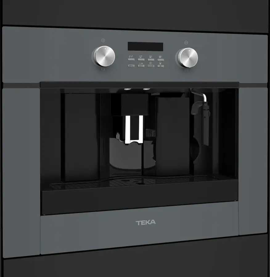 Teka CLC 855 GM Urban Colors Built-in Automatic Espresso Machine, Cristal Stone Grey Infinity Glass, 15 Bar, Integrated Grinder, 1.8L Tank