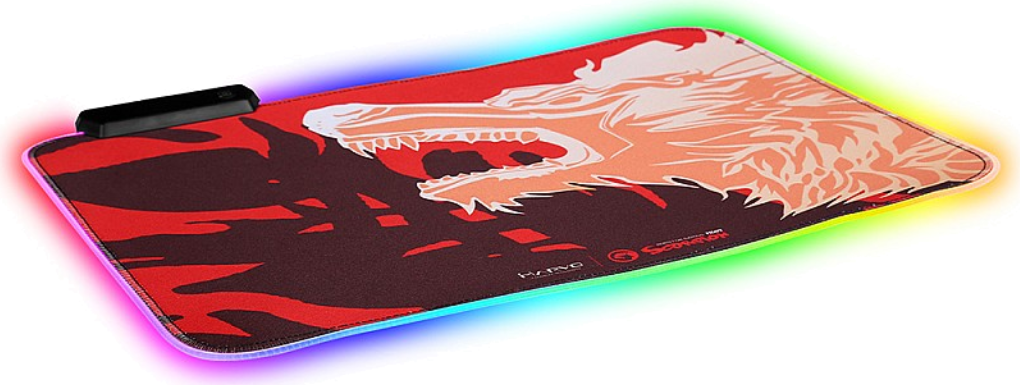 Marvo MG-09 FireWolf RGB Gaming Mouse Pad, 350 x 250 x 3 mm Microfibre Textile Surface, Anti-slip Rubber Base, 7 Colors 3 Effects Lighting, USB 2.0