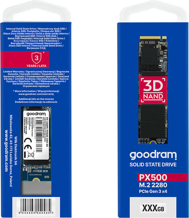 GOODRAM PX500 NVMe SSD 256 GB M.2 2280 PCIe Gen 3 x4 Internal Solid State Drive with Copper-Graphite Heat Dissipating Label 3D NAND TLC